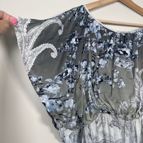 Soft Surroundings Boho Paisley Floral Column Maxi Dress Grey Medium Whimsigoth - Picture 3 of 14